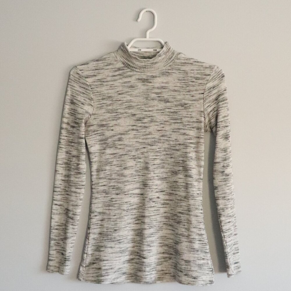 Dynamite Women's Sz S Mock Neck Ribbed Long‎ Sleeve Stretch Pullover T-Shirt Top